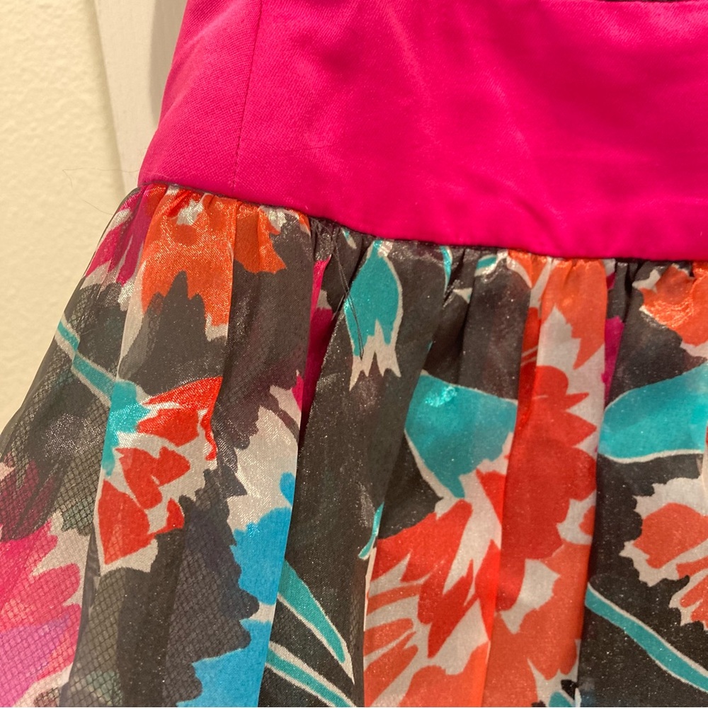Vintage 80s Prom Dress strapless multicolor - Picture 4 of 14